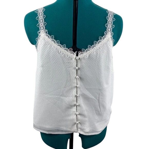 NWT BB Dakota White Lace with Black Dots Blouse- Size M - Picture 1 of 6